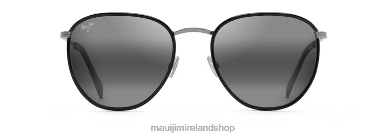 Maui Jim Sunglasses 2J26J141 | Maui Jim Noni Polarized Classic Sunglasses Black Gloss with Gunmetal/Neutral Grey