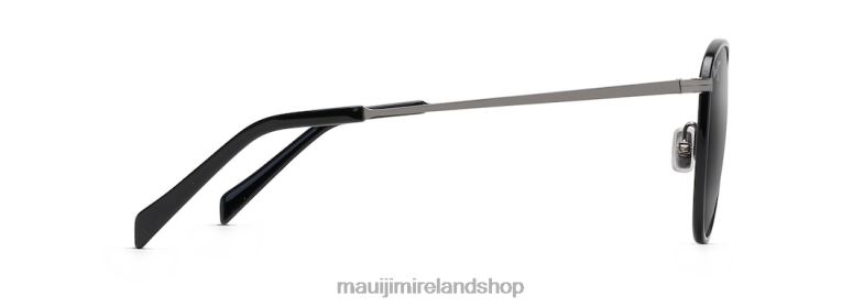 Maui Jim Sunglasses 2J26J141 | Maui Jim Noni Polarized Classic Sunglasses Black Gloss with Gunmetal/Neutral Grey