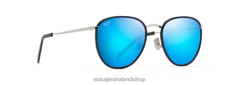 Maui Jim Sunglasses 2J26J142 | Maui Jim Noni Polarized Classic Sunglasses Navy with Silver/Blue Hawaii