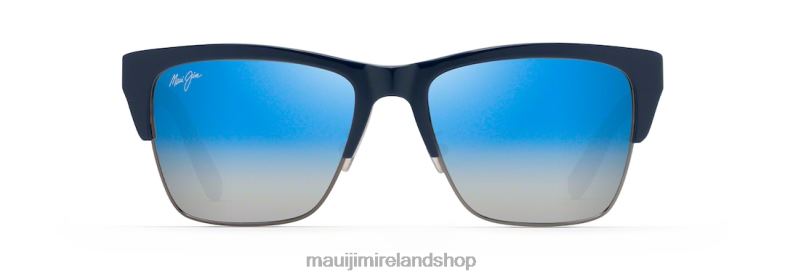 Maui Jim Sunglasses 2J26J170 | Maui Jim Perico Polarized Classic Sunglasses Navy with Gunmetal/Dual Mirror Blue to Silver