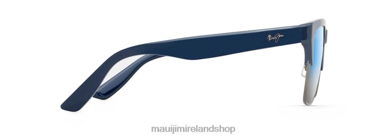 Maui Jim Sunglasses 2J26J170 | Maui Jim Perico Polarized Classic Sunglasses Navy with Gunmetal/Dual Mirror Blue to Silver