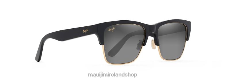 Maui Jim Sunglasses 2J26J172 | Maui Jim Perico Polarized Classic Sunglasses Black Gloss with Gold/Neutral Grey