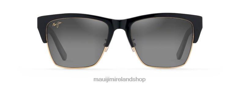 Maui Jim Sunglasses 2J26J172 | Maui Jim Perico Polarized Classic Sunglasses Black Gloss with Gold/Neutral Grey