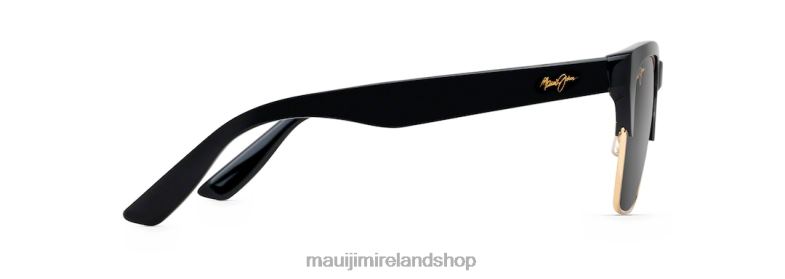 Maui Jim Sunglasses 2J26J172 | Maui Jim Perico Polarized Classic Sunglasses Black Gloss with Gold/Neutral Grey