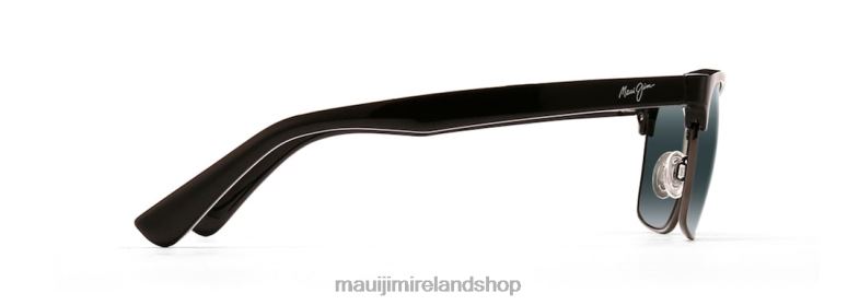 Maui Jim Sunglasses 2J26J184 | Maui Jim Kawika Polarized Classic Sunglasses Black Gloss with Antique Pewter/Neutral Grey