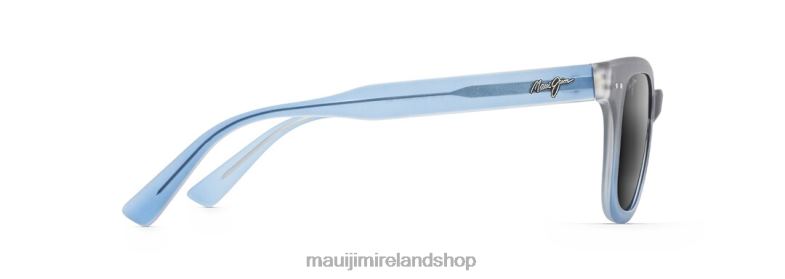 Maui Jim Sunglasses 2J26J221 | Maui Jim Shore Break Polarized Classic Sunglasses Matte Translucent Blue Grey Fade/Neutral Grey