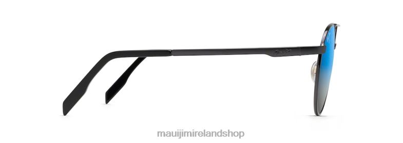 Maui Jim Sunglasses 2J26J241 | Maui Jim Waterfront Polarized Classic Sunglasses Dark Gunmetal/Dual Mirror Blue to Silver