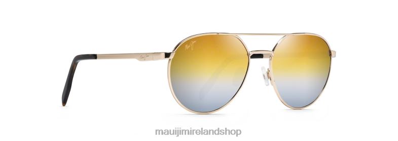 Maui Jim Sunglasses 2J26J242 | Maui Jim Waterfront Polarized Classic Sunglasses Gold Metal/Dual Mirror Gold to Silver