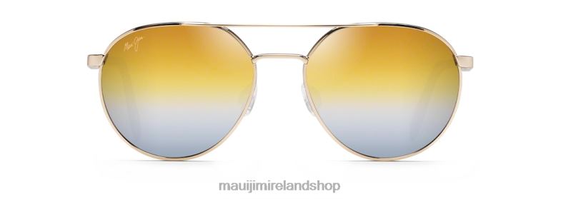 Maui Jim Sunglasses 2J26J242 | Maui Jim Waterfront Polarized Classic Sunglasses Gold Metal/Dual Mirror Gold to Silver