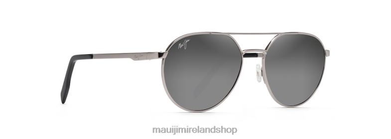 Maui Jim Sunglasses 2J26J243 | Maui Jim Waterfront Polarized Classic Sunglasses Grey Metal/Dual Mirror Silver to Black