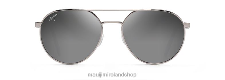 Maui Jim Sunglasses 2J26J243 | Maui Jim Waterfront Polarized Classic Sunglasses Grey Metal/Dual Mirror Silver to Black