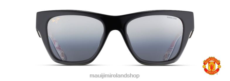 Maui Jim Sunglasses 2J26J287 | Maui Jim Treble Polarized Classic Sunglasses Black Gloss with Treble Collage Interior/Dual Mirror Silver to Black