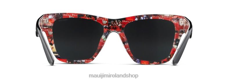 Maui Jim Sunglasses 2J26J287 | Maui Jim Treble Polarized Classic Sunglasses Black Gloss with Treble Collage Interior/Dual Mirror Silver to Black
