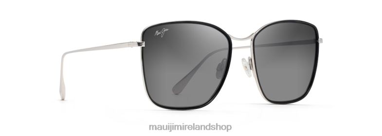 Maui Jim Sunglasses Ireland 2J26J1 | Maui Jim Tiger Lily Polarized Fashion Sunglasses Gloss Black with Silver/Neutral Grey