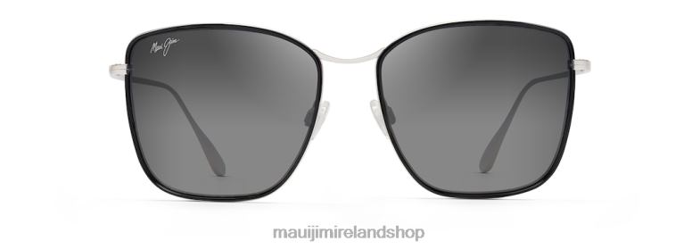 Maui Jim Sunglasses Ireland 2J26J1 | Maui Jim Tiger Lily Polarized Fashion Sunglasses Gloss Black with Silver/Neutral Grey