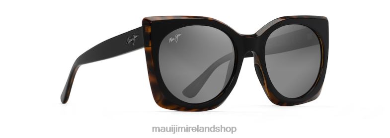Maui Jim Sunglasses Ireland 2J26J76 | Maui Jim Pakalana Polarized Fashion Sunglasses Black with Tortoise Interior/Neutral Grey