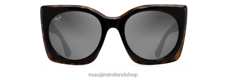 Maui Jim Sunglasses Ireland 2J26J76 | Maui Jim Pakalana Polarized Fashion Sunglasses Black with Tortoise Interior/Neutral Grey