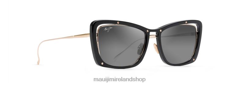 Maui Jim Ireland 2J26J251 | Maui Jim Adrift Polarized Luxury Sunglasses Black Gloss with Shiny Gold/Neutral Grey