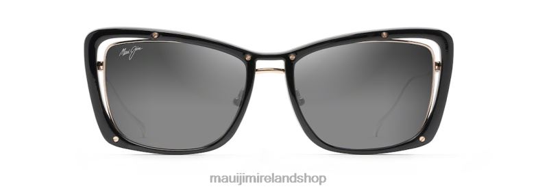 Maui Jim Ireland 2J26J251 | Maui Jim Adrift Polarized Luxury Sunglasses Black Gloss with Shiny Gold/Neutral Grey