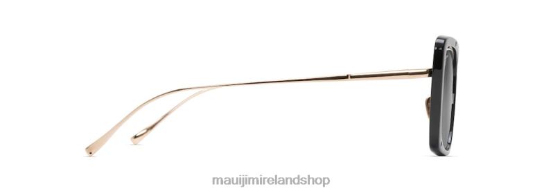 Maui Jim Ireland 2J26J251 | Maui Jim Adrift Polarized Luxury Sunglasses Black Gloss with Shiny Gold/Neutral Grey