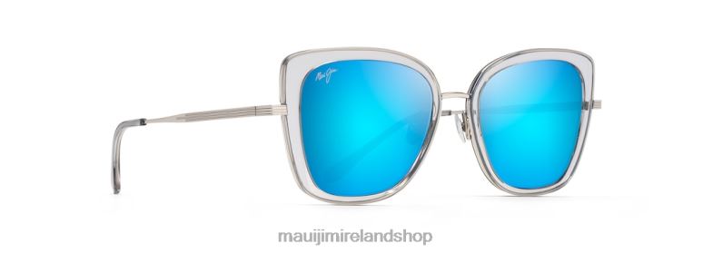 Maui Jim Ireland 2J26J89 | Maui Jim Violet Lake Polarized Luxury Sunglasses Transparent Grey with Silver/Blue Hawaii