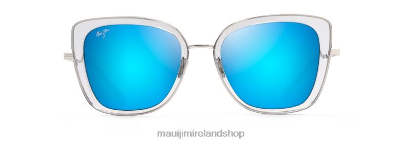 Maui Jim Ireland 2J26J89 | Maui Jim Violet Lake Polarized Luxury Sunglasses Transparent Grey with Silver/Blue Hawaii