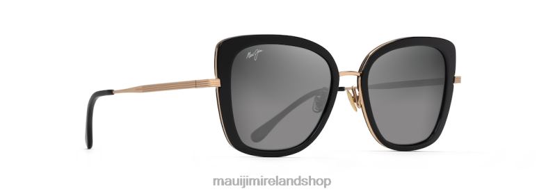 Maui Jim Ireland 2J26J90 | Maui Jim Violet Lake Polarized Luxury Sunglasses Black with Gold/Neutral Grey