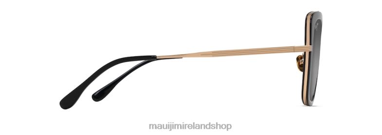 Maui Jim Ireland 2J26J90 | Maui Jim Violet Lake Polarized Luxury Sunglasses Black with Gold/Neutral Grey