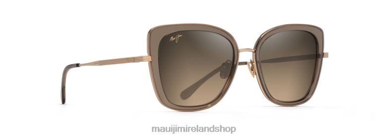 Maui Jim Ireland 2J26J91 | Maui Jim Violet Lake Polarized Luxury Sunglasses Transparent Taupe with Gold/HCL Bronze