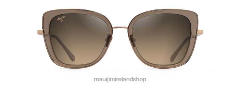 Maui Jim Ireland 2J26J91 | Maui Jim Violet Lake Polarized Luxury Sunglasses Transparent Taupe with Gold/HCL Bronze