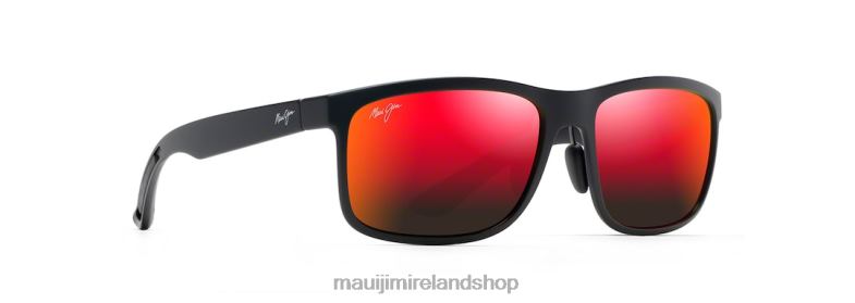 Maui Jim Sunglasses Ireland 2J26J147 | Maui Jim Huelo Polarized Rectangular Sunglasses Matte Black/HAWAII LAVA