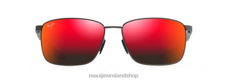 Maui Jim Sunglasses Ireland 2J26J169 | Maui Jim Ka\'Ala Polarized Rectangular Sunglasses Dark Gunmetal and Green/HAWAII LAVA