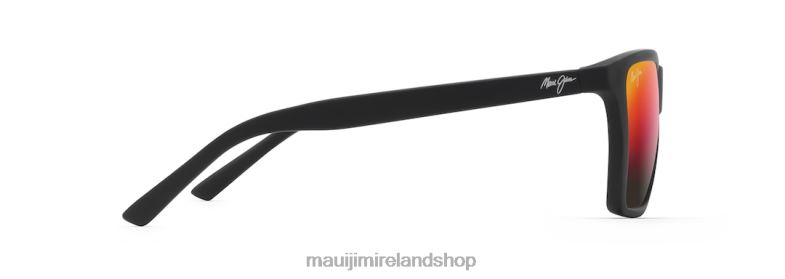 Maui Jim Sunglasses Ireland 2J26J211 | Maui Jim Cruzem Polarized Rectangular Sunglasses Matte Black/HAWAII LAVA