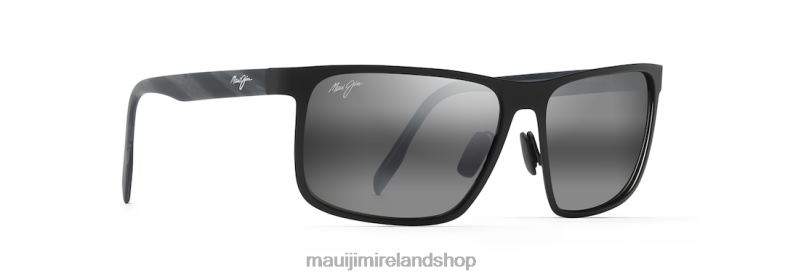 Maui Jim Sunglasses Ireland 2J26J215 | Maui Jim Wana Polarized Rectangular Sunglasses Matte Black/Neutral Grey