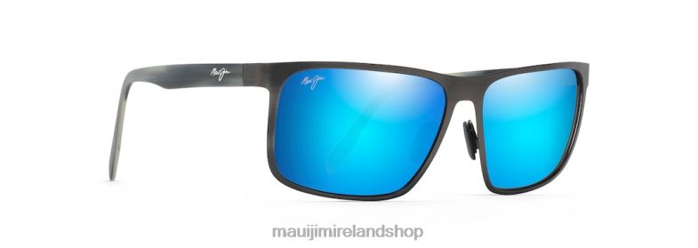 Maui Jim Sunglasses Ireland 2J26J216 | Maui Jim Wana Polarized Rectangular Sunglasses Brushed Dark Gunmetal/Blue Hawaii