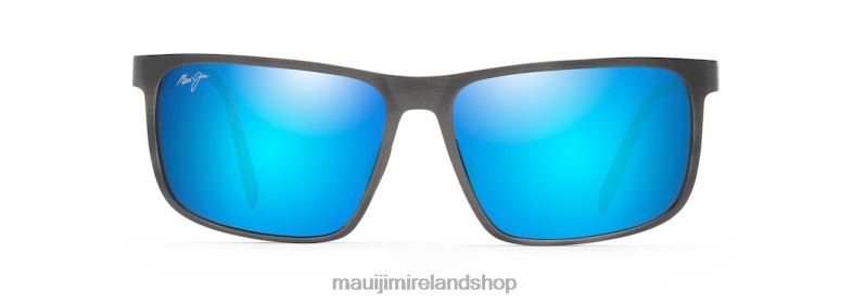 Maui Jim Sunglasses Ireland 2J26J216 | Maui Jim Wana Polarized Rectangular Sunglasses Brushed Dark Gunmetal/Blue Hawaii