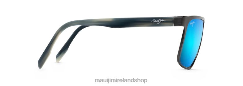 Maui Jim Sunglasses Ireland 2J26J216 | Maui Jim Wana Polarized Rectangular Sunglasses Brushed Dark Gunmetal/Blue Hawaii