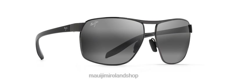 Maui Jim Sunglasses Ireland 2J26J225 | Maui Jim The Bird Polarized Rectangular Sunglasses Dark Gunmetal with Black and Grey Temples/Neutral Grey