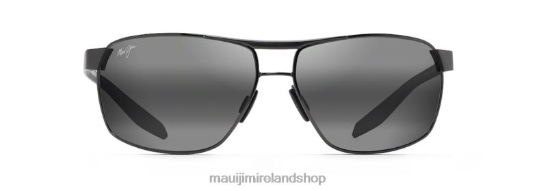 Maui Jim Sunglasses Ireland 2J26J225 | Maui Jim The Bird Polarized Rectangular Sunglasses Dark Gunmetal with Black and Grey Temples/Neutral Grey