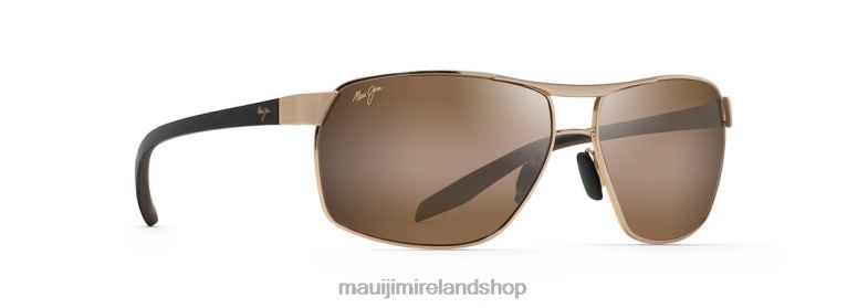 Maui Jim Sunglasses Ireland 2J26J228 | Maui Jim The Bird Polarized Rectangular Sunglasses Gold with Black Temples and Brown Rubber/HCL Bronze