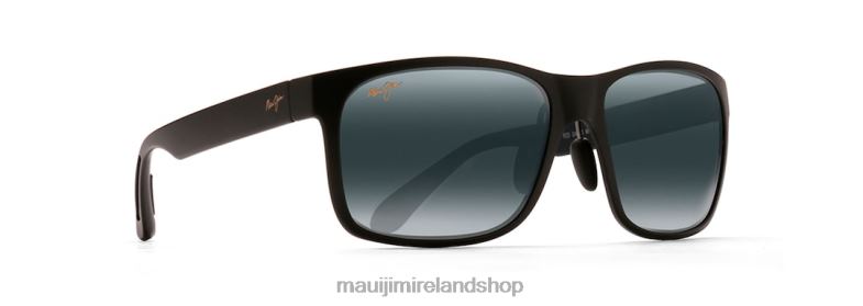 Maui Jim Sunglasses Ireland 2J26J351 | Maui Jim Red Sands Asian Fit Polarized Rectangular Sunglasses Matte Black/Neutral Grey