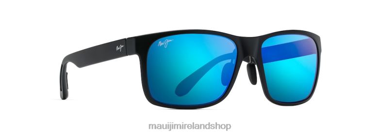 Maui Jim Sunglasses Ireland 2J26J352 | Maui Jim Red Sands Asian Fit Polarized Rectangular Sunglasses Matte Black/Blue Hawaii