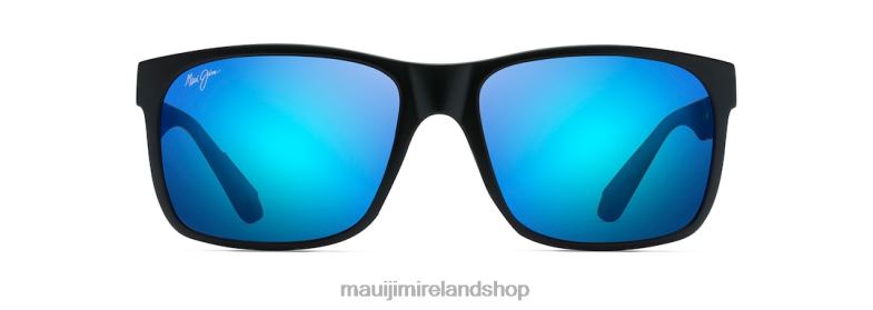 Maui Jim Sunglasses Ireland 2J26J352 | Maui Jim Red Sands Asian Fit Polarized Rectangular Sunglasses Matte Black/Blue Hawaii