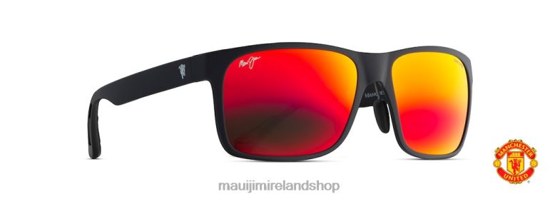 Maui Jim Sunglasses Ireland 2J26J355 | Maui Jim Red Sands Asian Fit Polarized Rectangular Sunglasses Matte Black/HAWAII LAVA