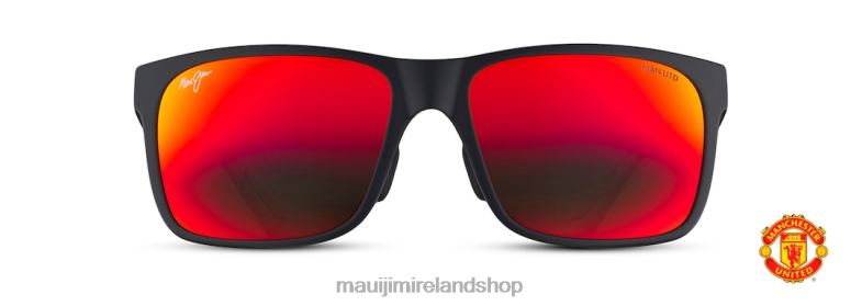 Maui Jim Sunglasses Ireland 2J26J355 | Maui Jim Red Sands Asian Fit Polarized Rectangular Sunglasses Matte Black/HAWAII LAVA