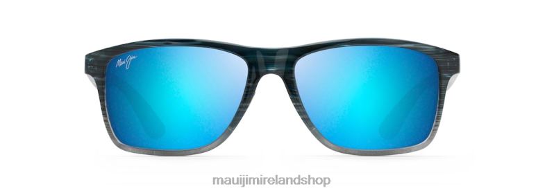 Maui Jim Sunglasses Ireland 2J26J366 | Maui Jim Onshore Polarized Rectangular Sunglasses Blue Black Stripe Fade/Blue Hawaii