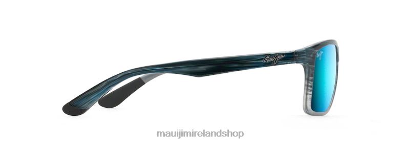 Maui Jim Sunglasses Ireland 2J26J366 | Maui Jim Onshore Polarized Rectangular Sunglasses Blue Black Stripe Fade/Blue Hawaii
