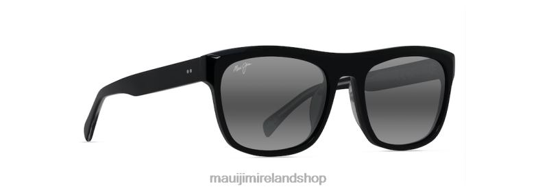 Maui Jim Sunglasses Ireland 2J26J59 | Maui Jim S-Turns Polarized Rectangular Sunglasses Black with Crystal Interior/Neutral Grey