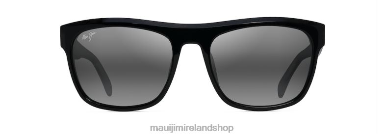 Maui Jim Sunglasses Ireland 2J26J59 | Maui Jim S-Turns Polarized Rectangular Sunglasses Black with Crystal Interior/Neutral Grey