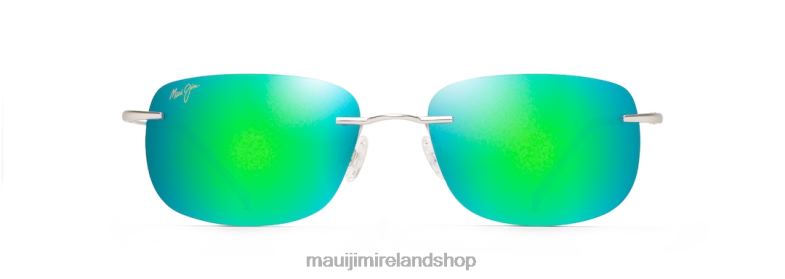 Maui Jim Sunglasses Ireland 2J26J179 | Maui Jim Ohai Polarized Rimless Sunglasses Matte Silver/Green